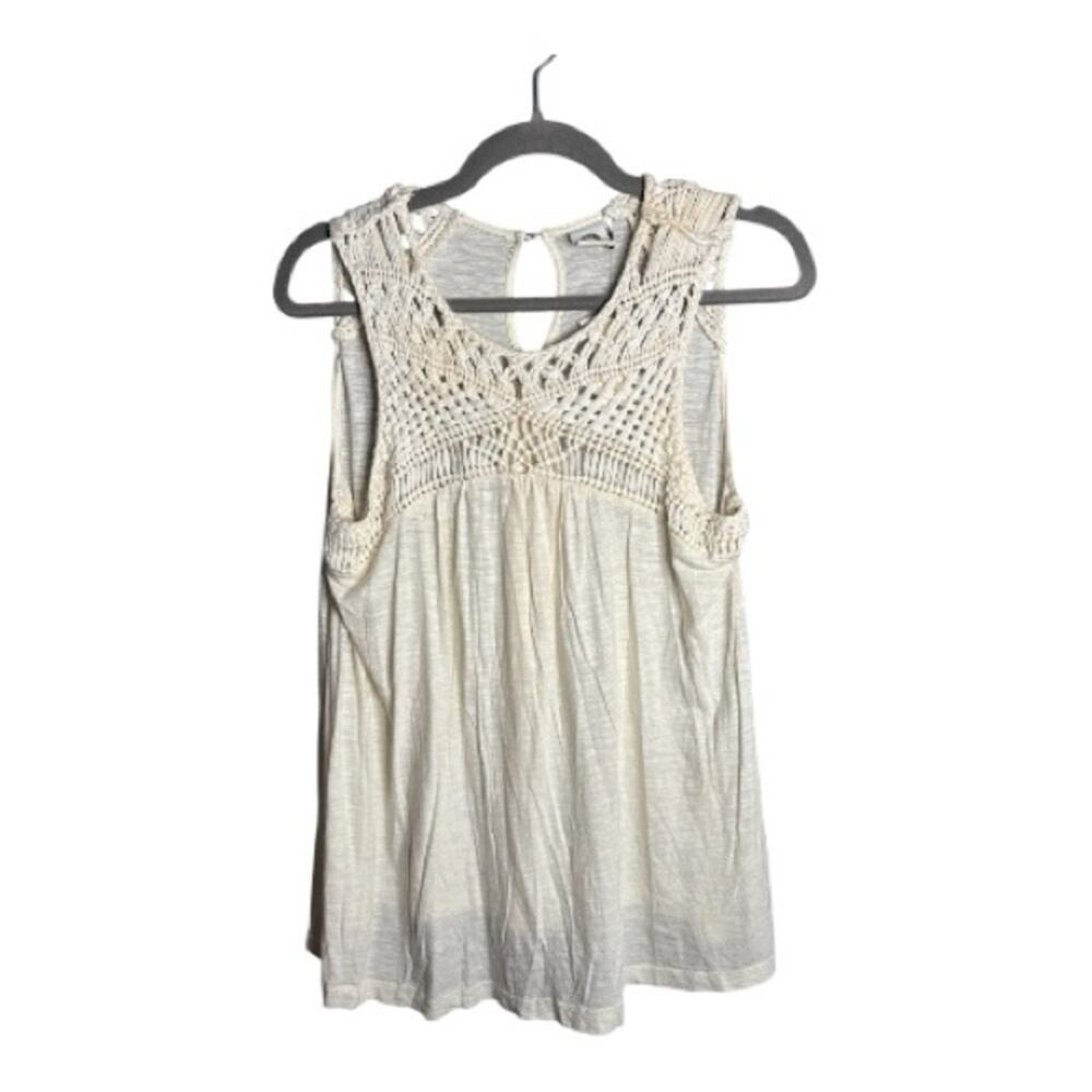 Akemi + Kin White Sleeveless Crochet Detail Top XS